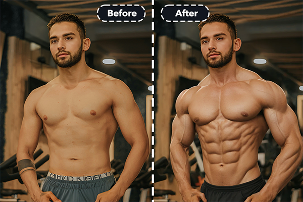 add muscles to photo with AI