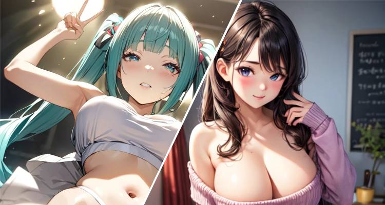 two sexy anime girl images created by AI