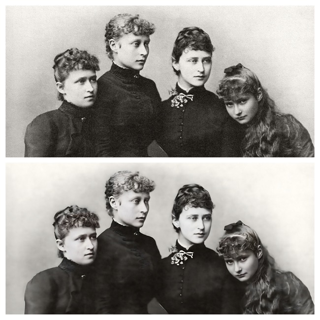 AI photo restoration - The Hesse sisters