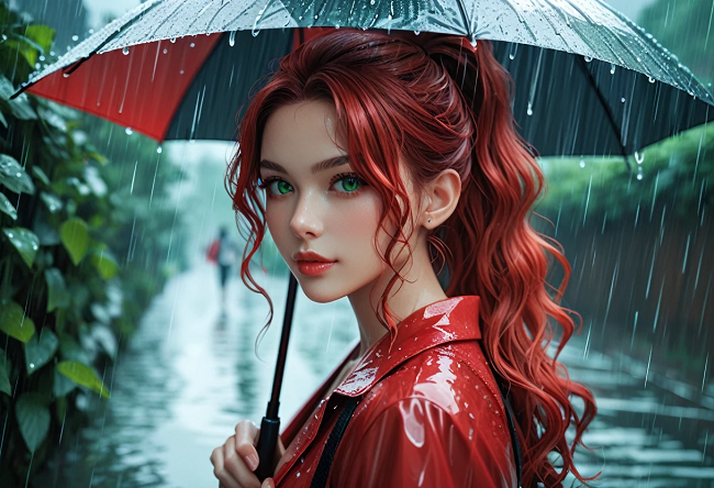 holding an umbrella - 3D image