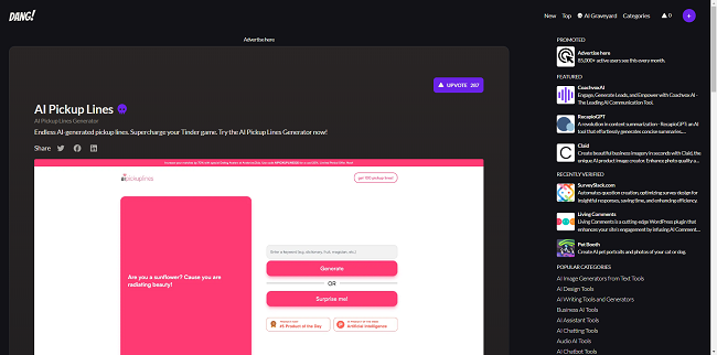 AI Pickup Lines home page