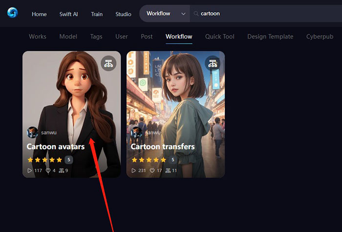 Select a Cartoon Workflow