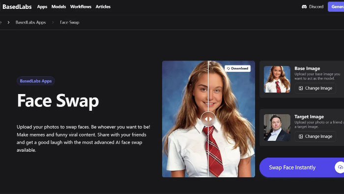 BasedLabs's face swap tool