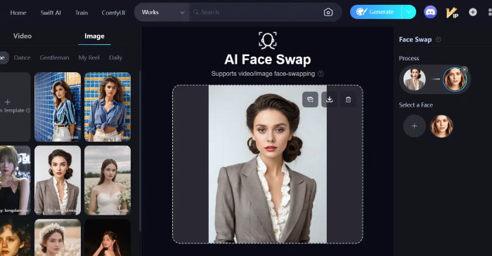 AI-generated face swapping image