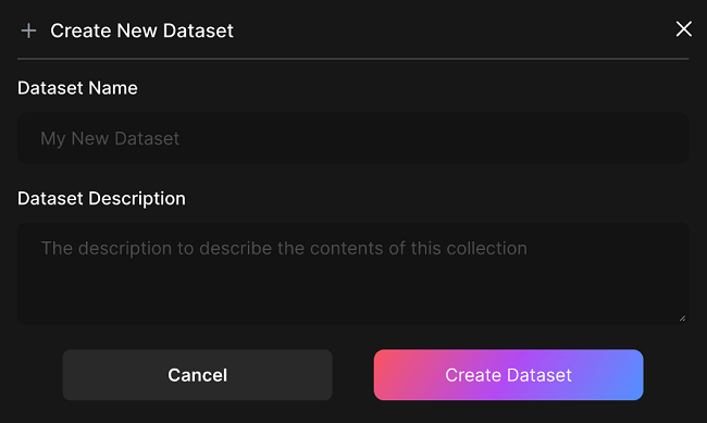 create new dataset