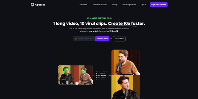 OpusClip home page