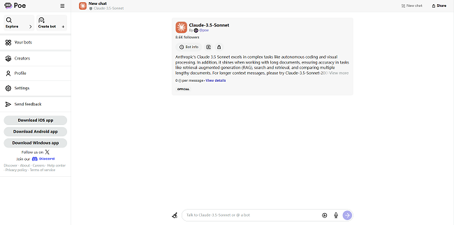 Poe AI使用Claude 3.5