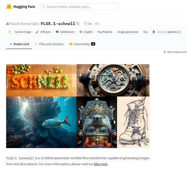 Hugging Face上的FLUX.1-schnell