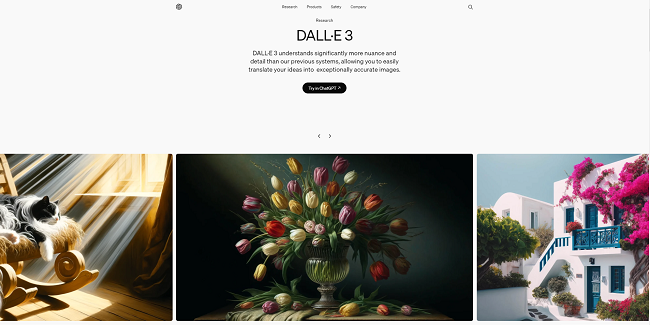 DALL-E 3 homepage