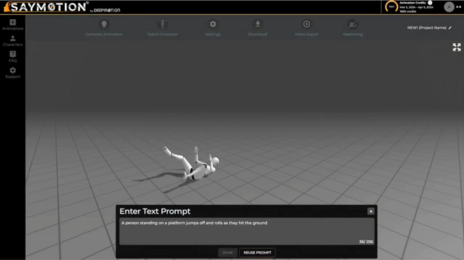 SayMotion operation interface