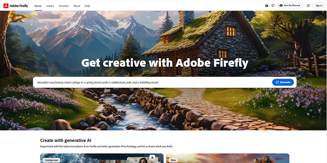 Adobe Firefly homepage