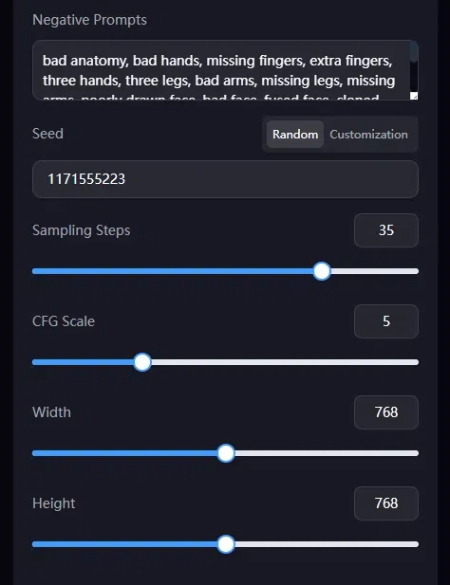 AI comic parameter settings