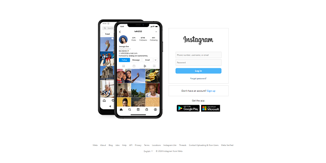 Instagram homepage