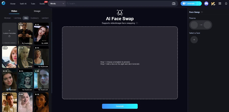 SeaArt's AI face swapper