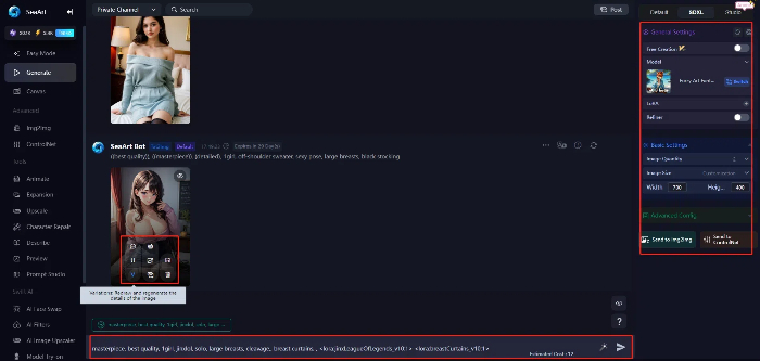 SeaArt's AI art generation interface