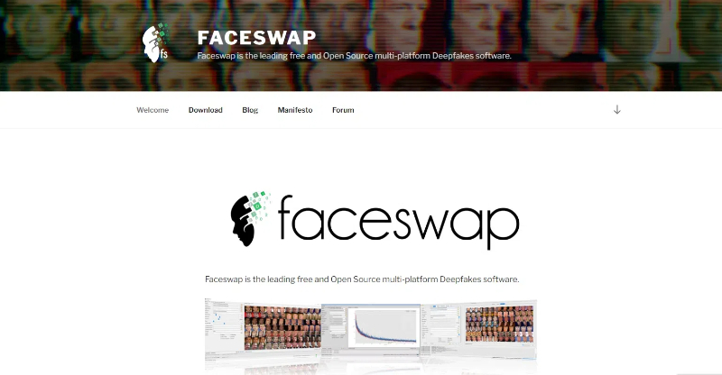 homepage of the Faceswap website