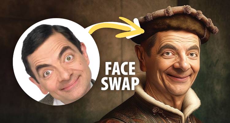 replace the face of Mr bean with a medieval oil painting