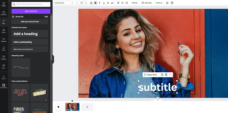 add a subtitle to video in Canva