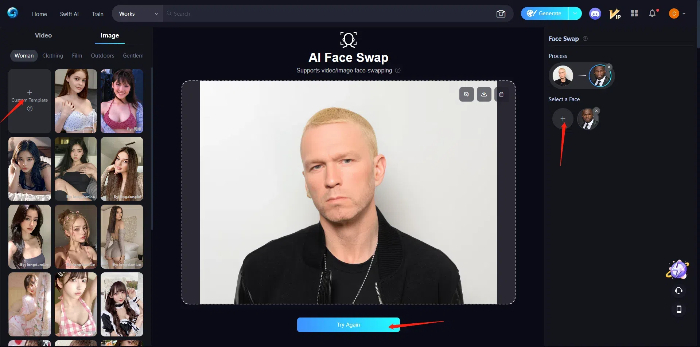 Swap face with SeaArt's AI face swap tool