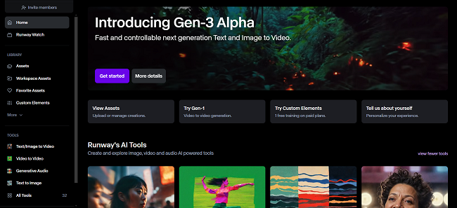 Runway Gen-3 Alpha Turbo homepage
