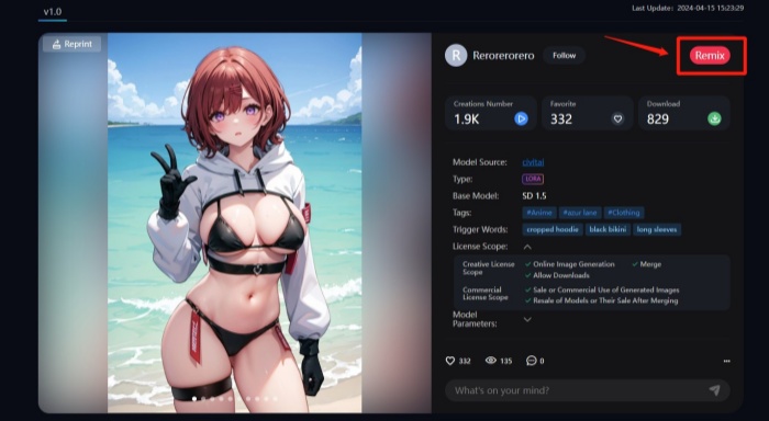 Remix a AI Bikini Model