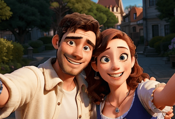 AI cartoon couple