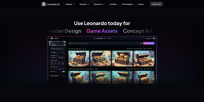 Leonardo AI homepage