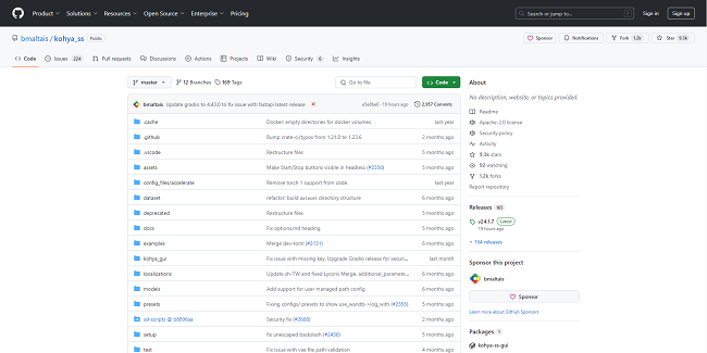 Kohya Github homepage