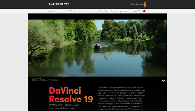 DaVinci Resolve homepage