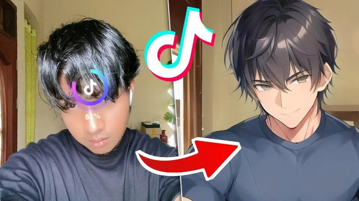 Convert a man to manga style with TikTok's AI filter