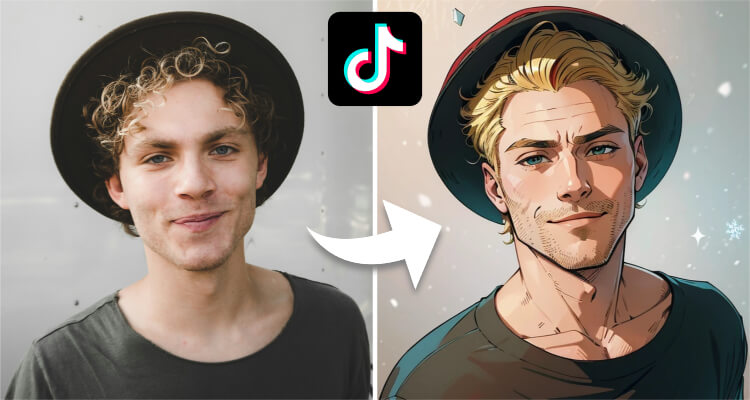 Convert a man to anime style with TikTok's AI filter