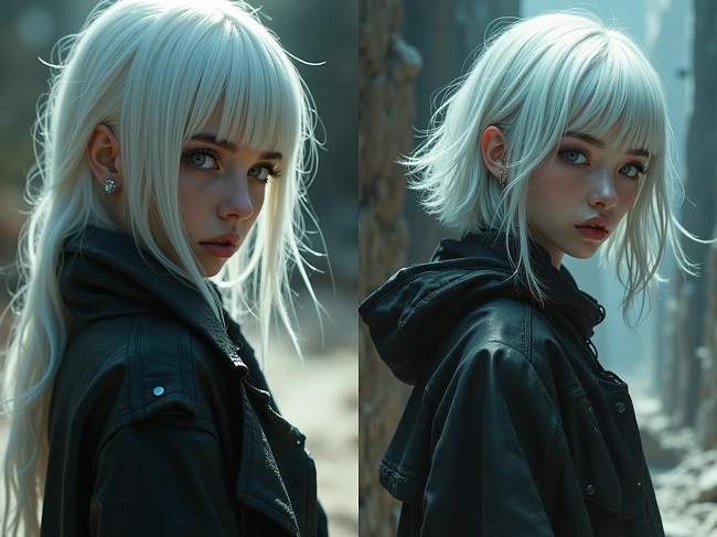 White-haired girl-consistent character