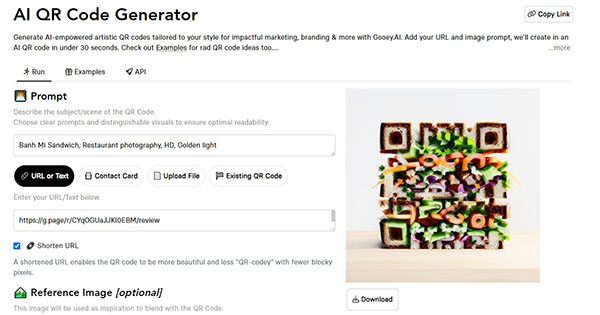 Gooey Générateur de code QR AI