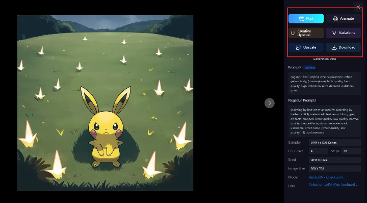 Plus d'Options pour l'Image Pokémon Générée par AI