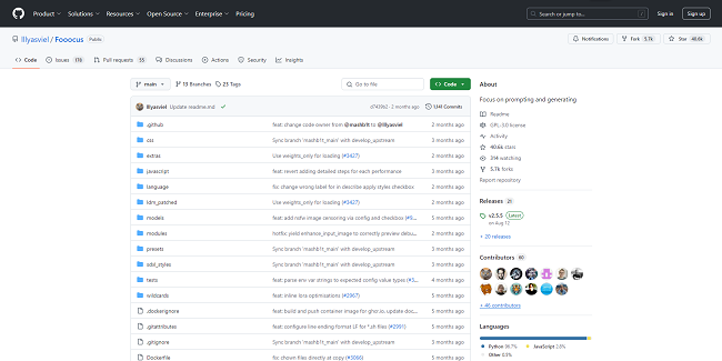 Fooocus AI’s Github homepage