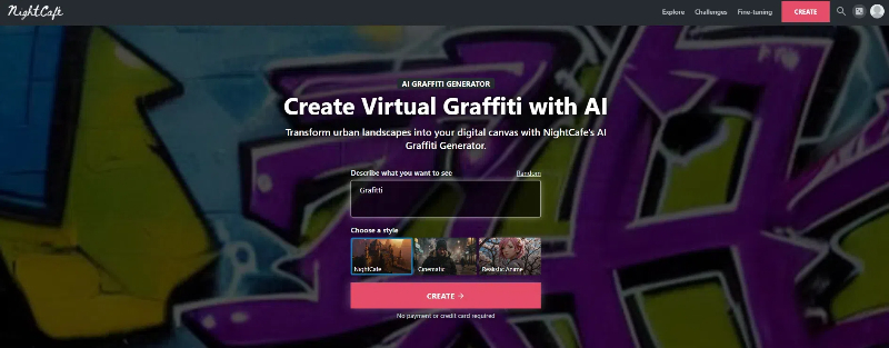 NightCafe AI graffiti generator