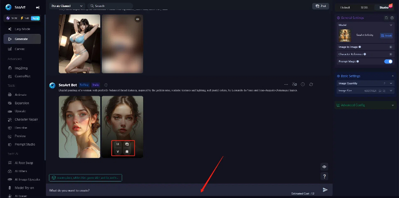 SeaArt AI image generation interface