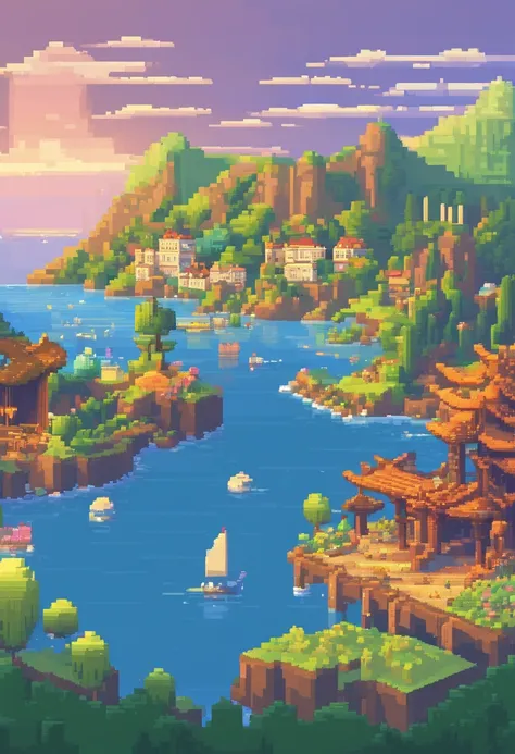 Pixel art tourist destination landscape, 3d pixel art 4k wallpaper ...